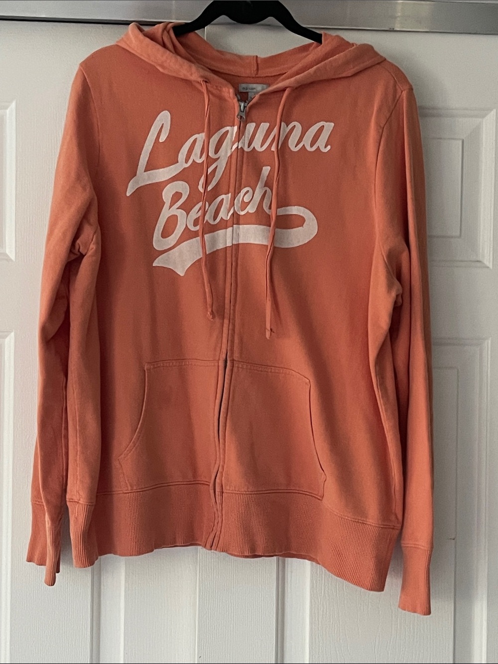 Old Navy Peach Zip Hoodie with White Script Size XL